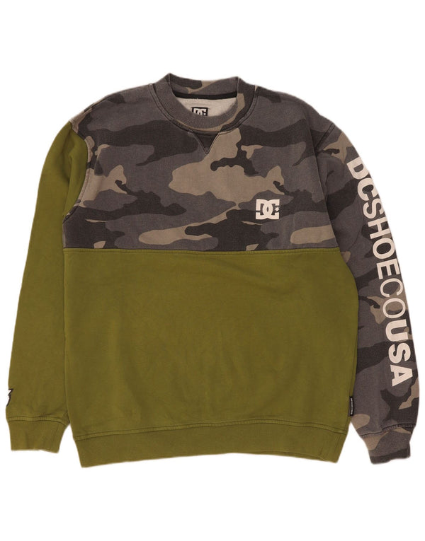 DC Mens Graphic Sweatshirt Jumper Large Green Camouflage Cotton