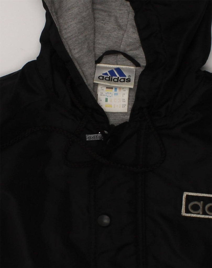 ADIDAS Boys Hooded Windbreaker Jacket 9-10 Years Medium Black Nylon | Vintage Adidas | Thrift | Second-Hand Adidas | Used Clothing | Messina Hembry 