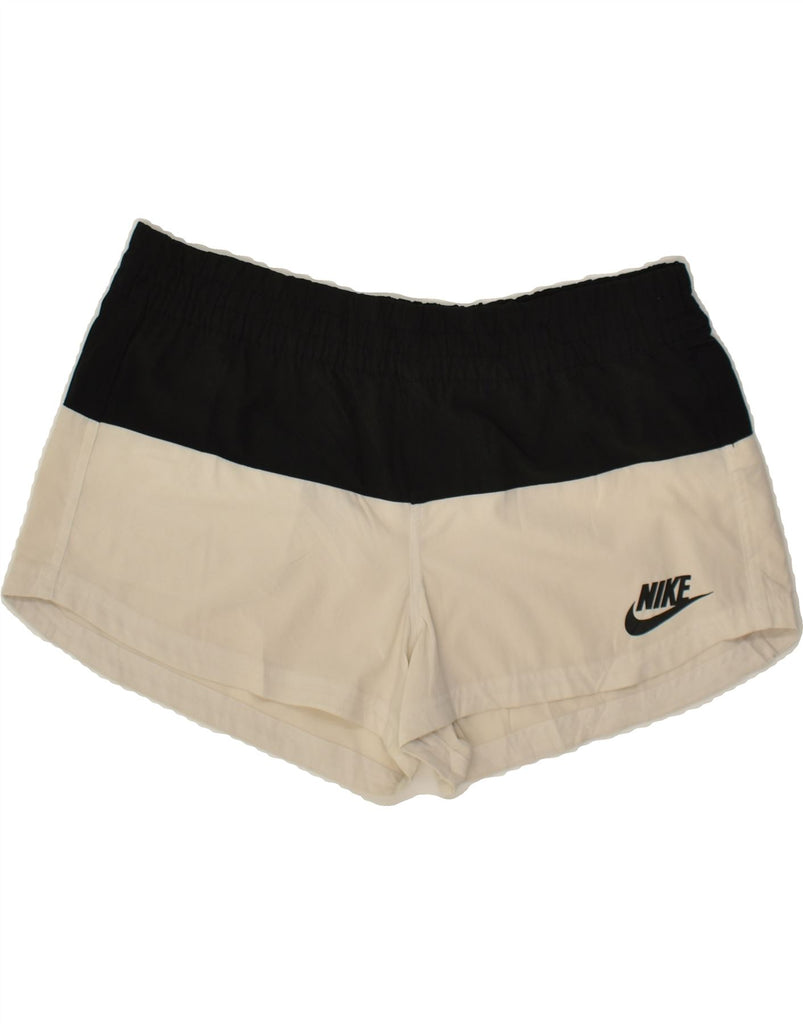 NIKE Womens Sport Shorts UK 14 Large Black Colourblock Polyester | Vintage Nike | Thrift | Second-Hand Nike | Used Clothing | Messina Hembry 