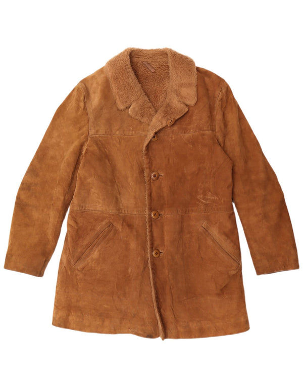 Anfor Mens Sherpa Suede Jacket IT 48 Medium Brown Leather