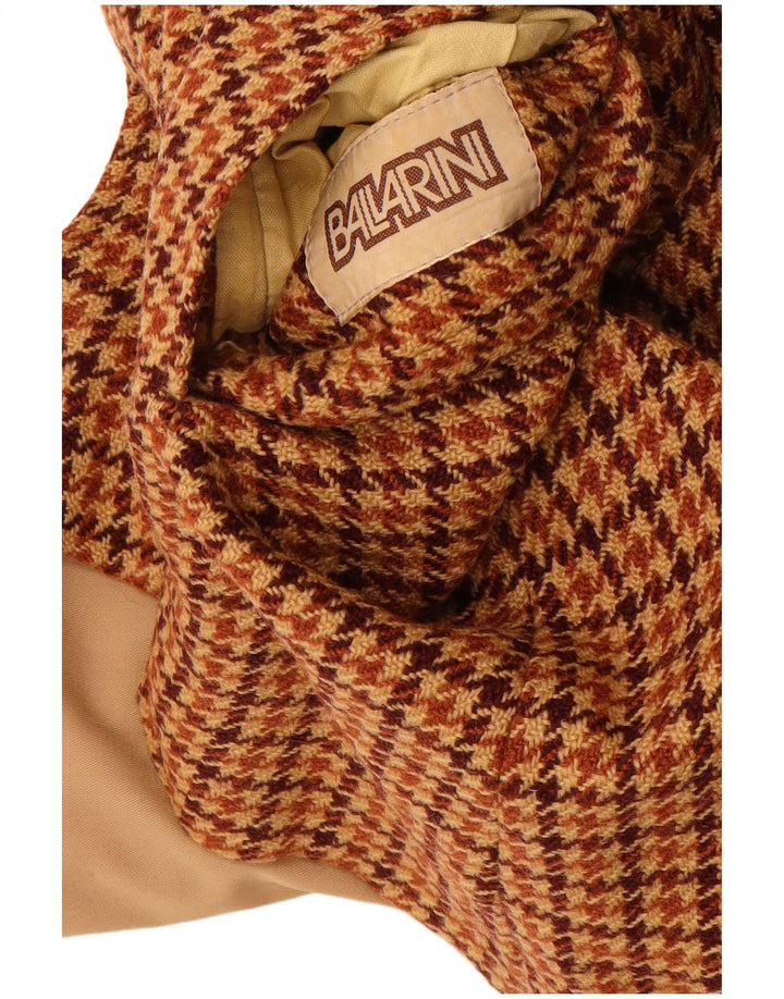 BALLARINI Womens Reversible Overcoat UK 10 Small Brown Houndstooth