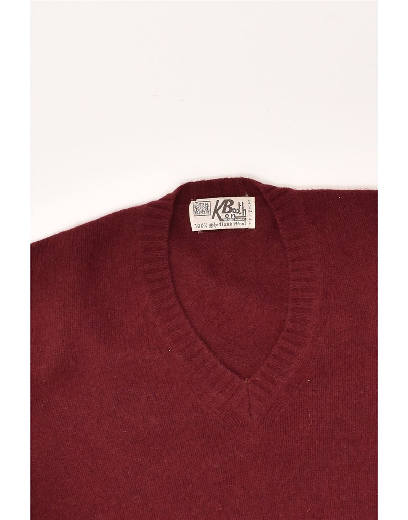 VINTAGE Womens V-Neck Jumper Sweater UK 14 Medium Burgundy Wool | Vintage Vintage | Thrift | Second-Hand Vintage | Used Clothing | Messina Hembry 