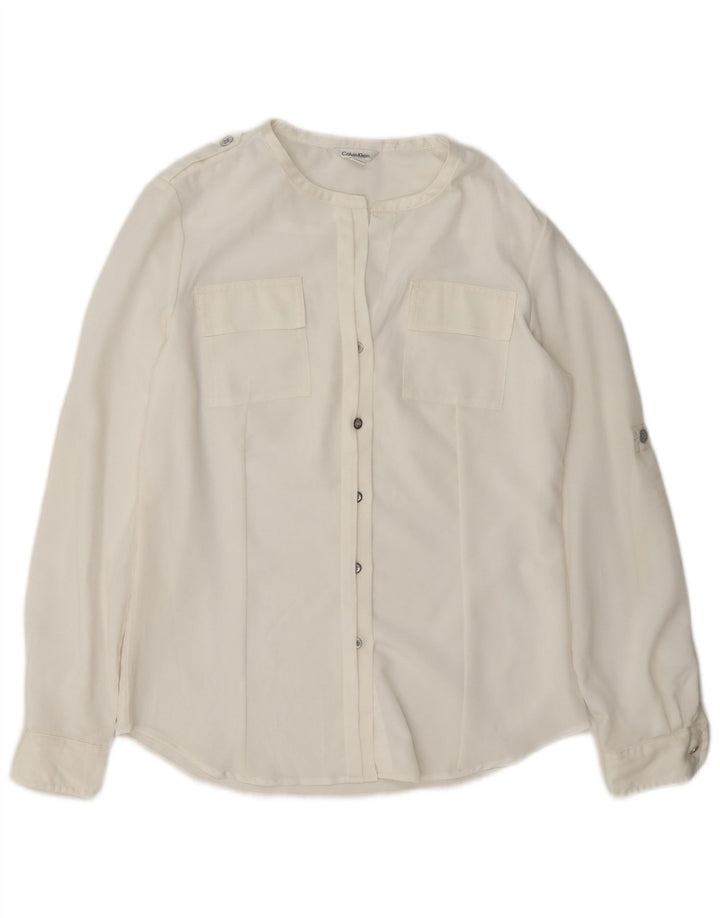 Calvin Klein Womens Military Shirt UK 10 Small White