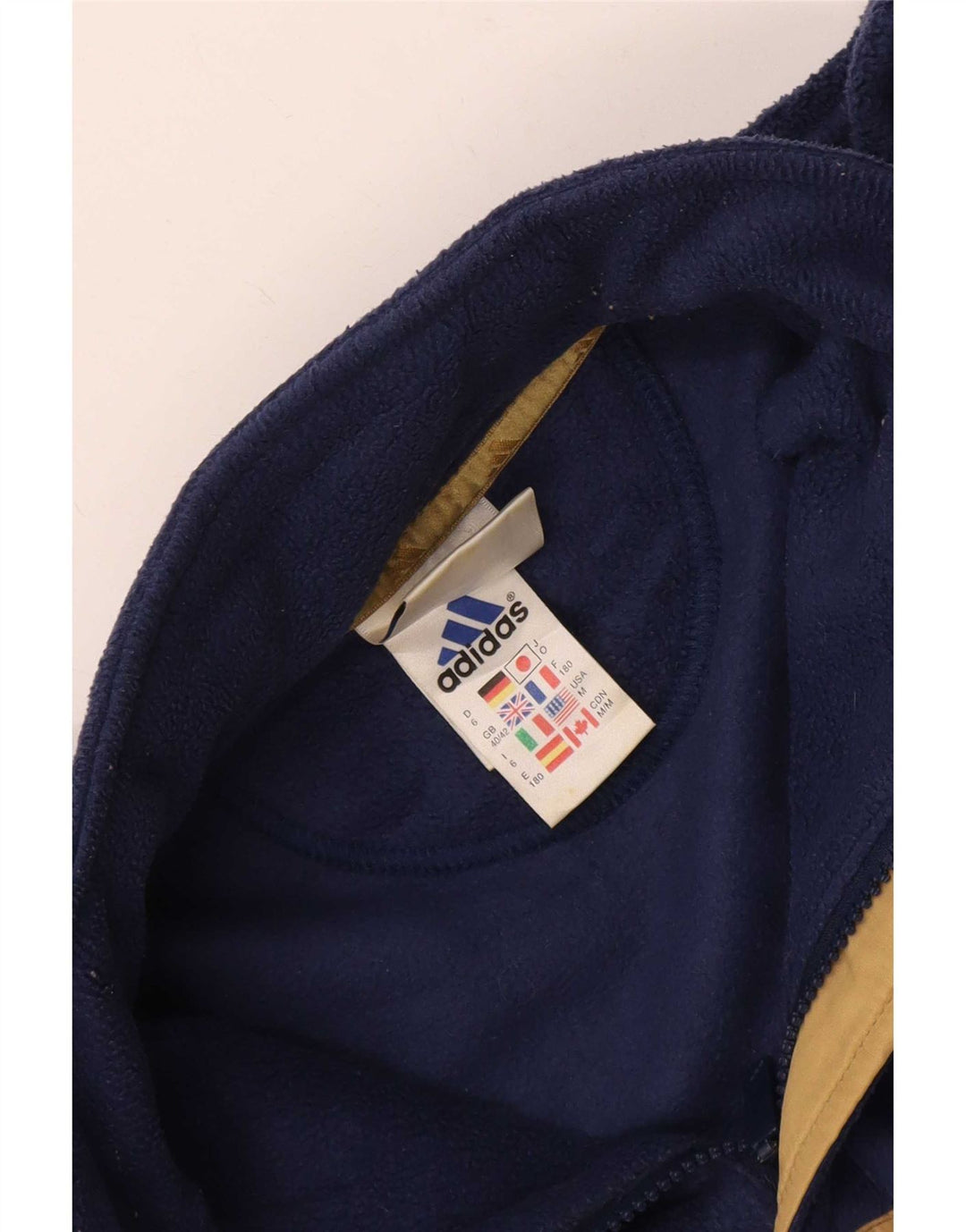 Adidas Mens Zip Neck Fleece Jumper UK 40/42 Medium Navy Blue Polyester