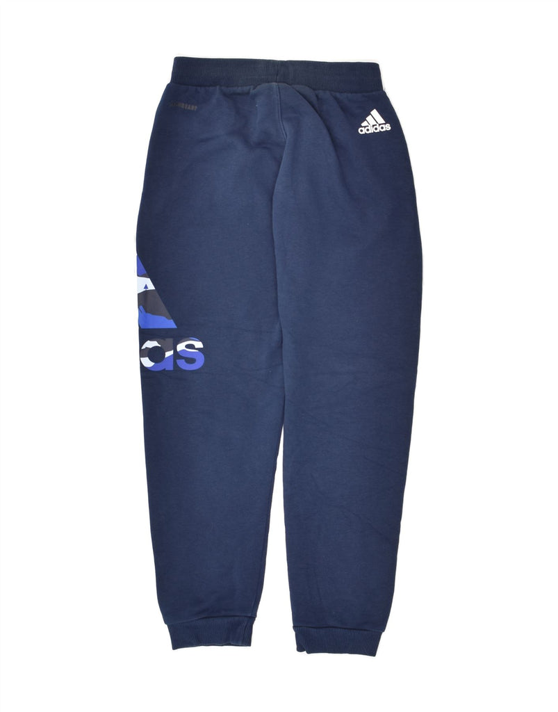 ADIDAS Boys Graphic Tracksuit Trousers Joggers 8-9 Years Navy Blue Cotton | Vintage Adidas | Thrift | Second-Hand Adidas | Used Clothing | Messina Hembry 