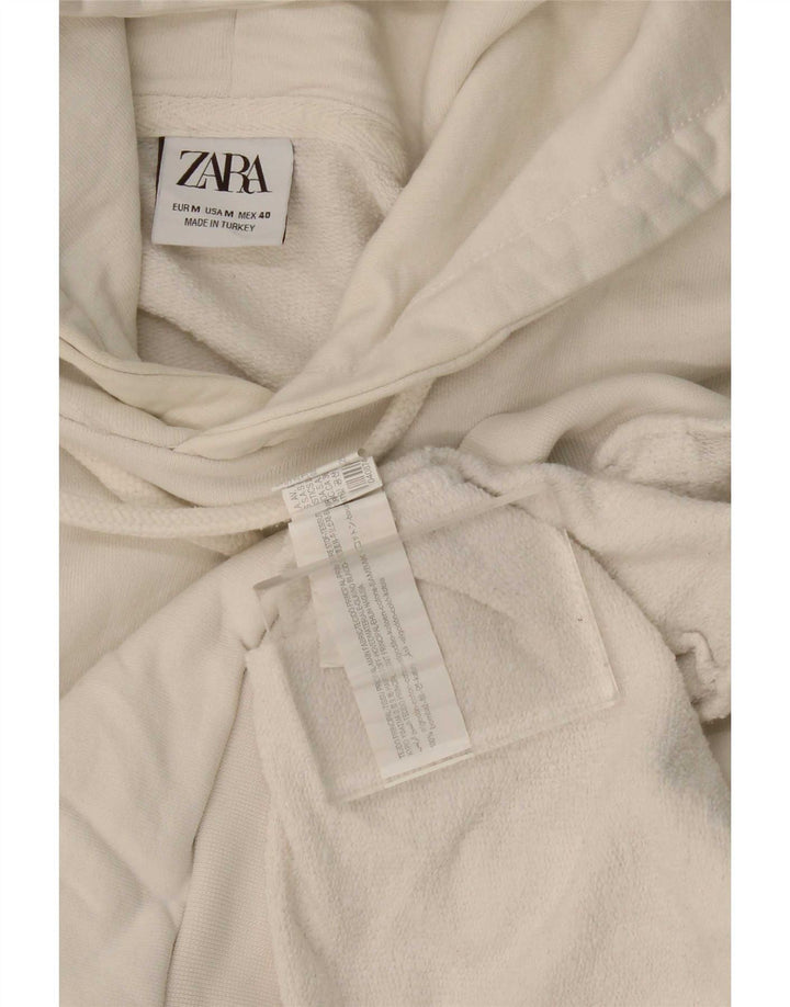 Zara Mens Hoodie Jumper Medium White Cotton