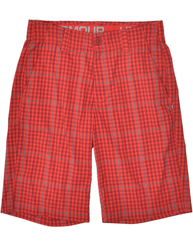 UNDER ARMOUR Mens Chino Shorts W30 Medium Red Check Polyester | Vintage Under Armour | Thrift | Second-Hand Under Armour | Used Clothing | Messina Hembry 