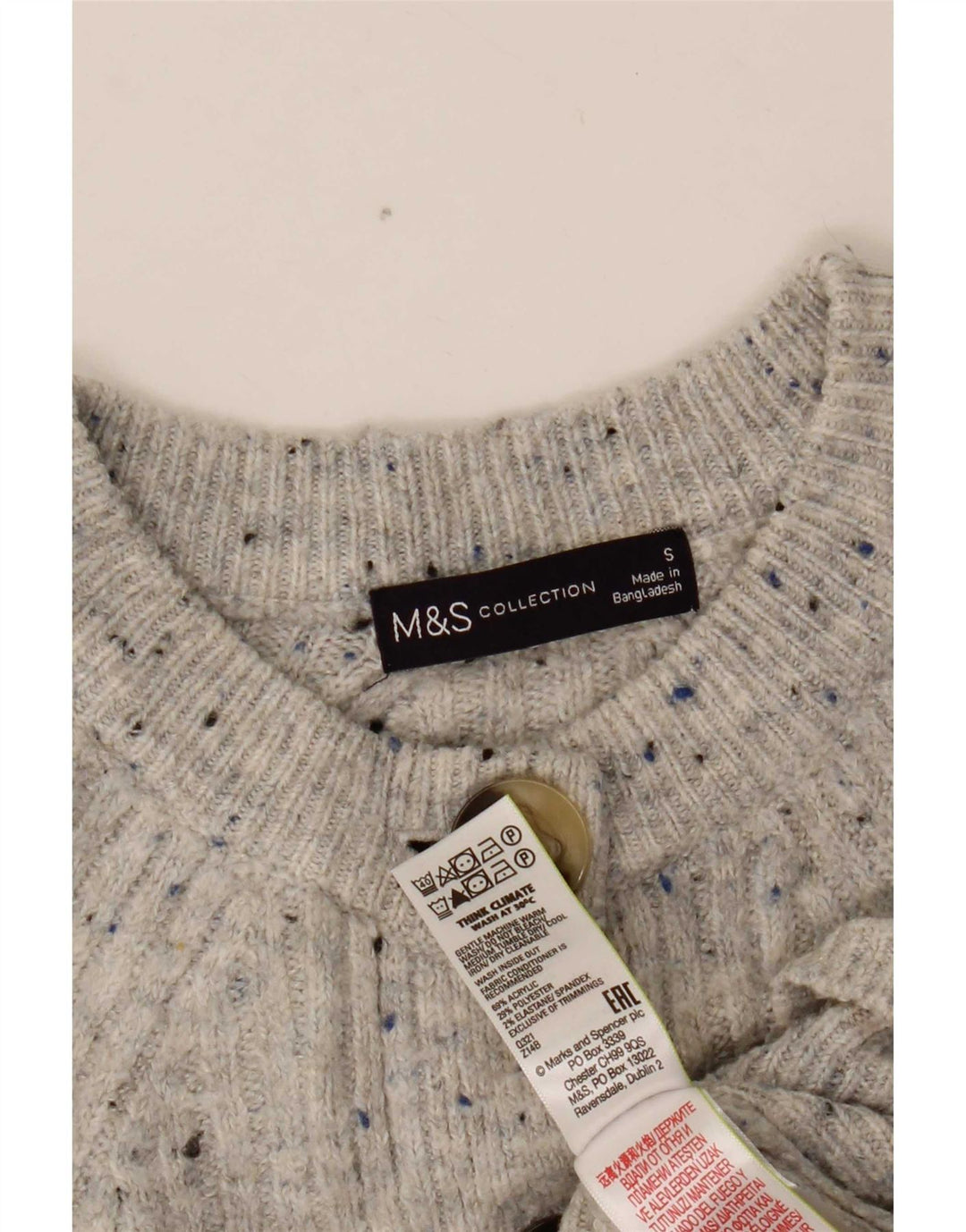 Marks & Spencer Womens Crop Cardigan Sweater UK 10 Small Grey Flecked