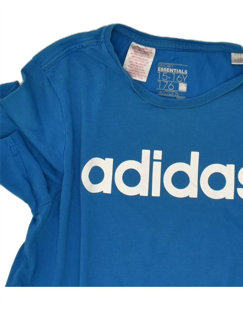 ADIDAS Boys Graphic T-Shirt Top 15-16 Years Blue Cotton | Vintage Adidas | Thrift | Second-Hand Adidas | Used Clothing | Messina Hembry 