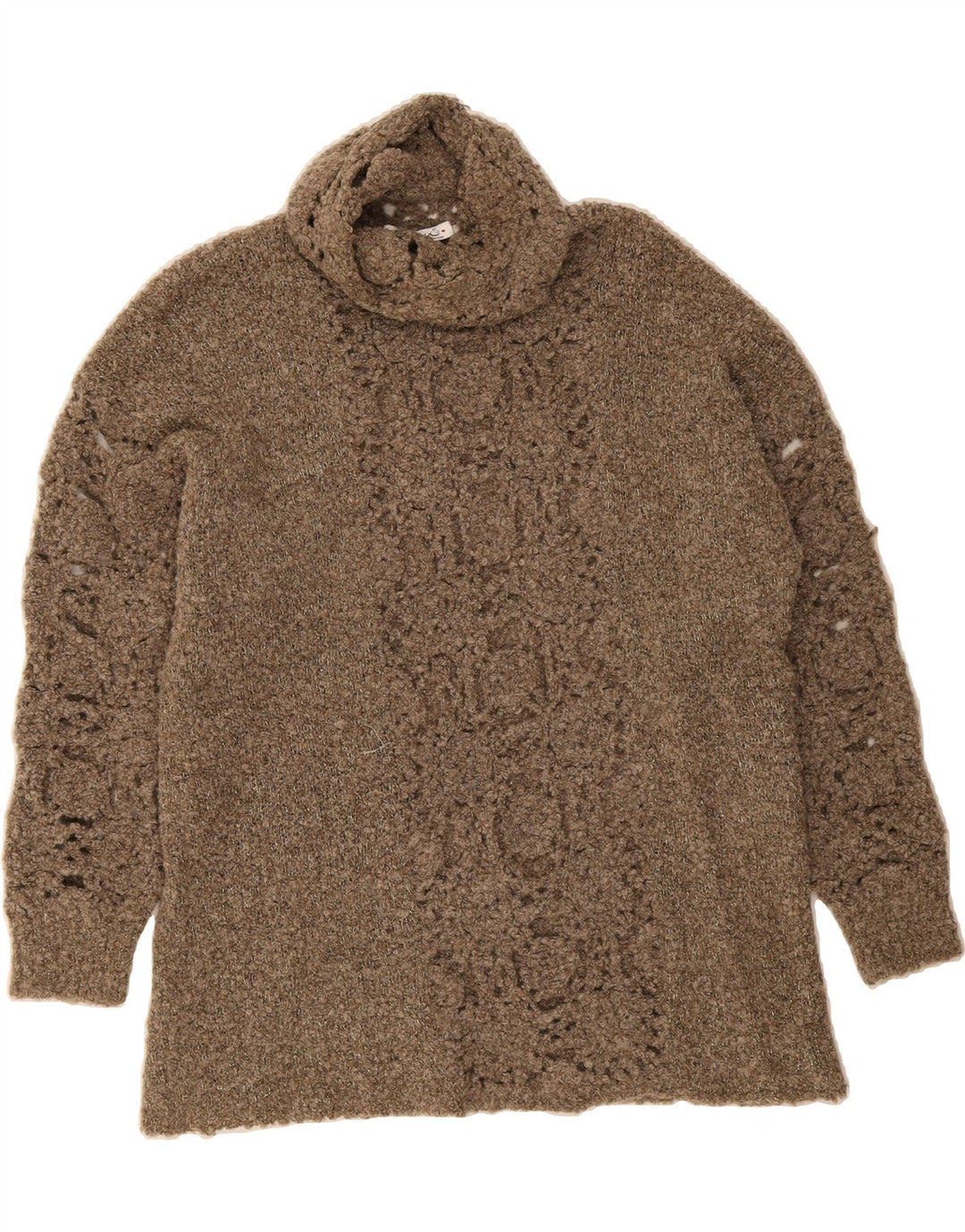 VINTAGE Womens Oversized Turtle Neck Jumper Sweater UK 14 Medium Brown Vintage Vintage and Second-Hand Vintage from Messina Hembry 
