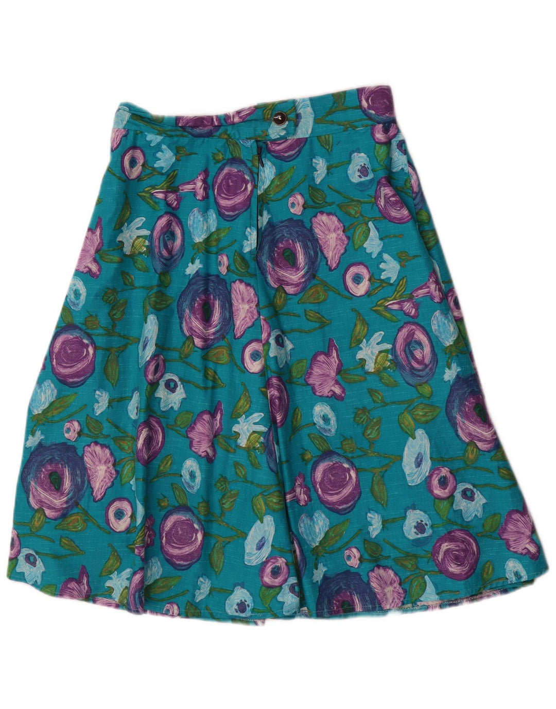 VINTAGE Womens A-Line Skirt W28 Medium Blue Floral