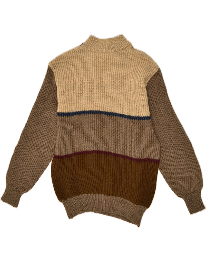 VINTAGE Mens Turtle Neck Jumper Sweater IT 46 Small Brown Colourblock | Vintage Vintage | Thrift | Second-Hand Vintage | Used Clothing | Messina Hembry 