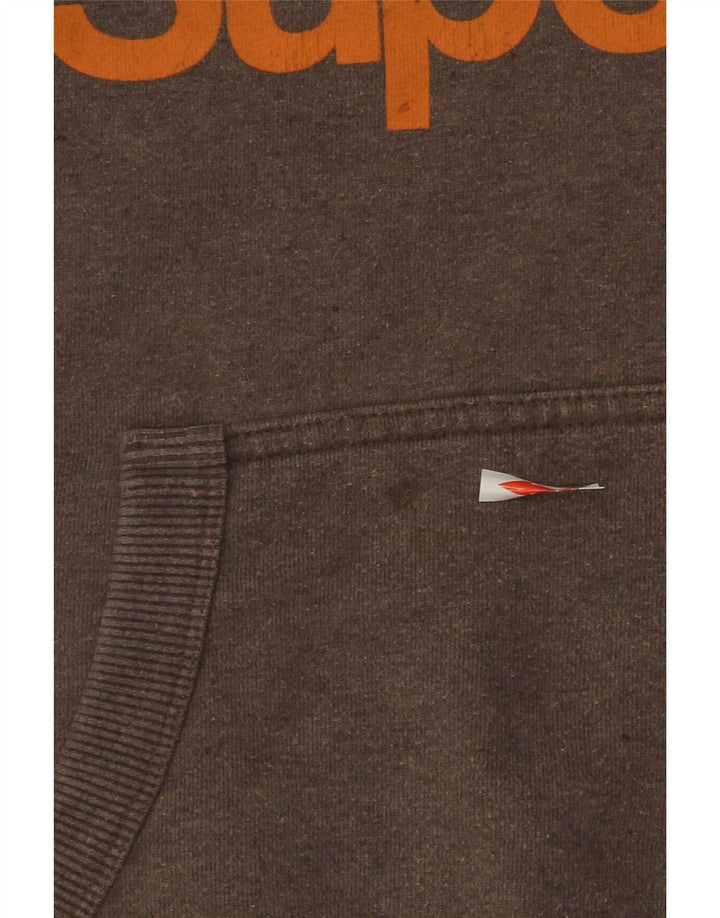 Superdry Mens Graphic Hoodie Jumper Small Brown Cotton