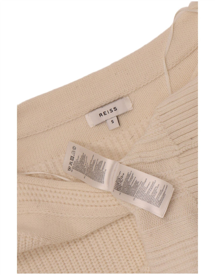 Reiss Womens Oversized Boat Neck Jumper Sweater UK 10 Small White Wool