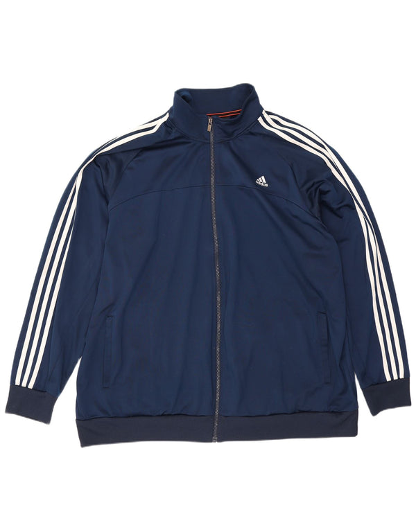 Adidas Mens Tracksuit Top Jacket UK 56/58 3XL Navy Blue Striped Polyester