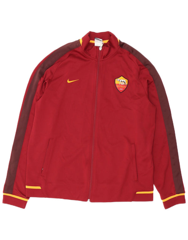 NIKE Mens As Roma Tracksuit Top Jacket XL Red Colourblock Polyester