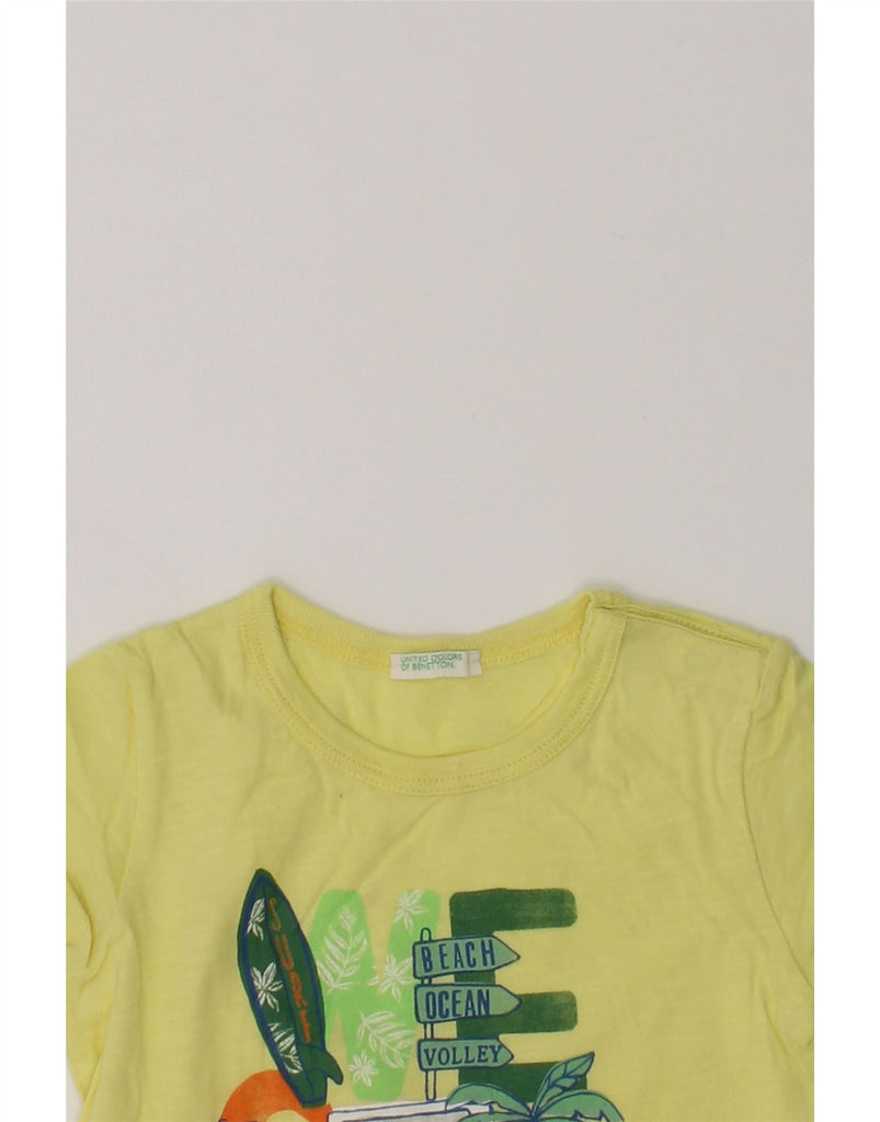 BENETTON Baby Girls Graphic T-Shirt Top 9-12 Months Yellow Cotton | Vintage Benetton | Thrift | Second-Hand Benetton | Used Clothing | Messina Hembry 