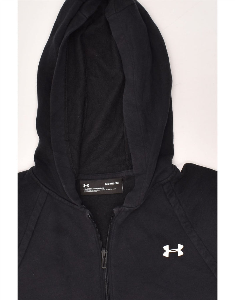 UNDER ARMOUR Womens Graphic Zip Hoodie Sweater UK 14 Medium Black Cotton | Vintage Under Armour | Thrift | Second-Hand Under Armour | Used Clothing | Messina Hembry 