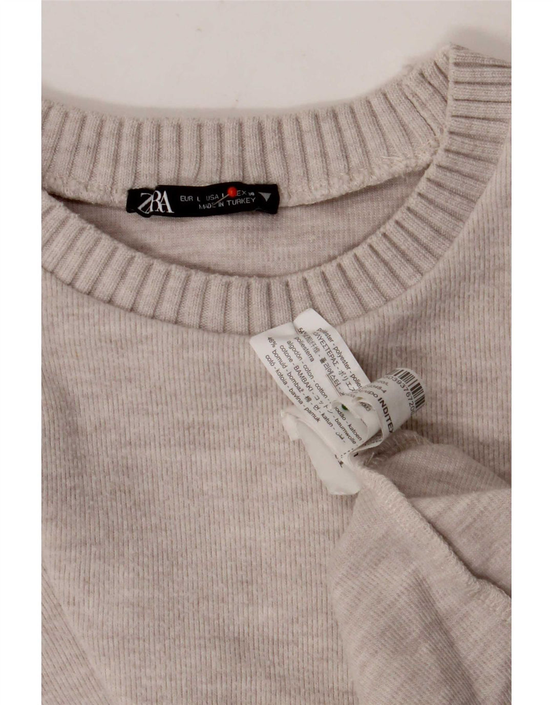 Zara Womens Crop Blouse Top UK 16 Large Beige Polyester