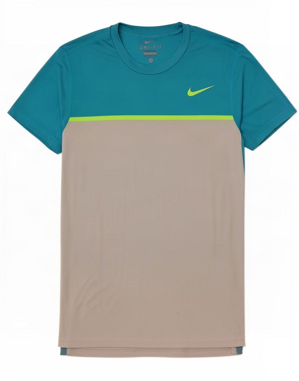 Nike Mens Dri Fit T-Shirt Top Small Blue Colourblock Polyester