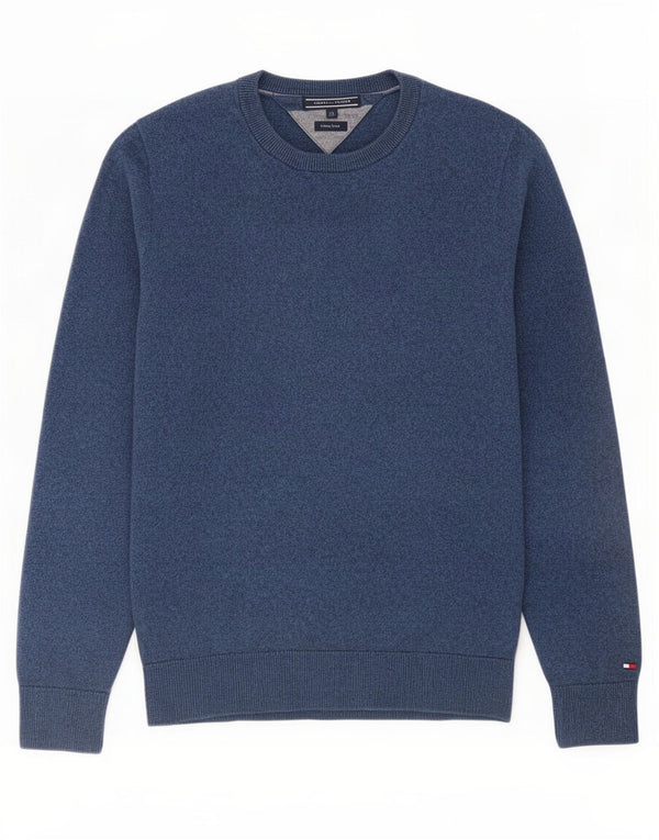 Tommy Hilfiger Mens Crew Neck Jumper Sweater Small Navy Blue Flecked Cotton