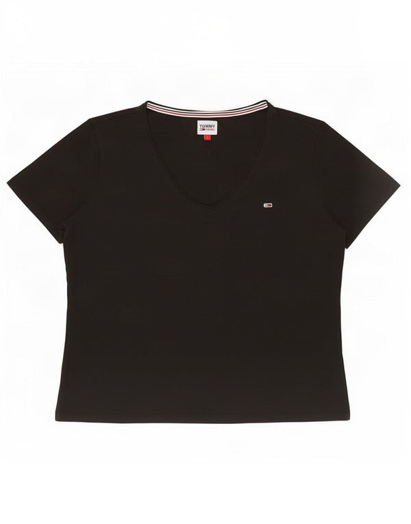 Tommy Hilfiger Womens T-Shirt Top UK 16 Large Black Cotton