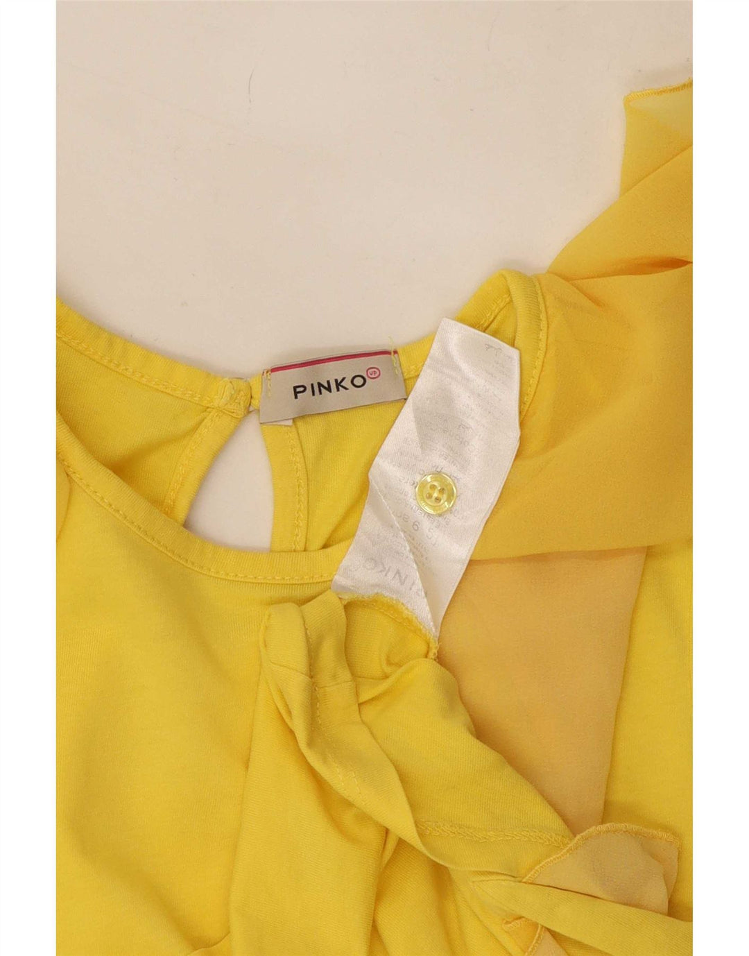 Pinko Womens Crop Blouse Top UK 8 Small Yellow Polyester