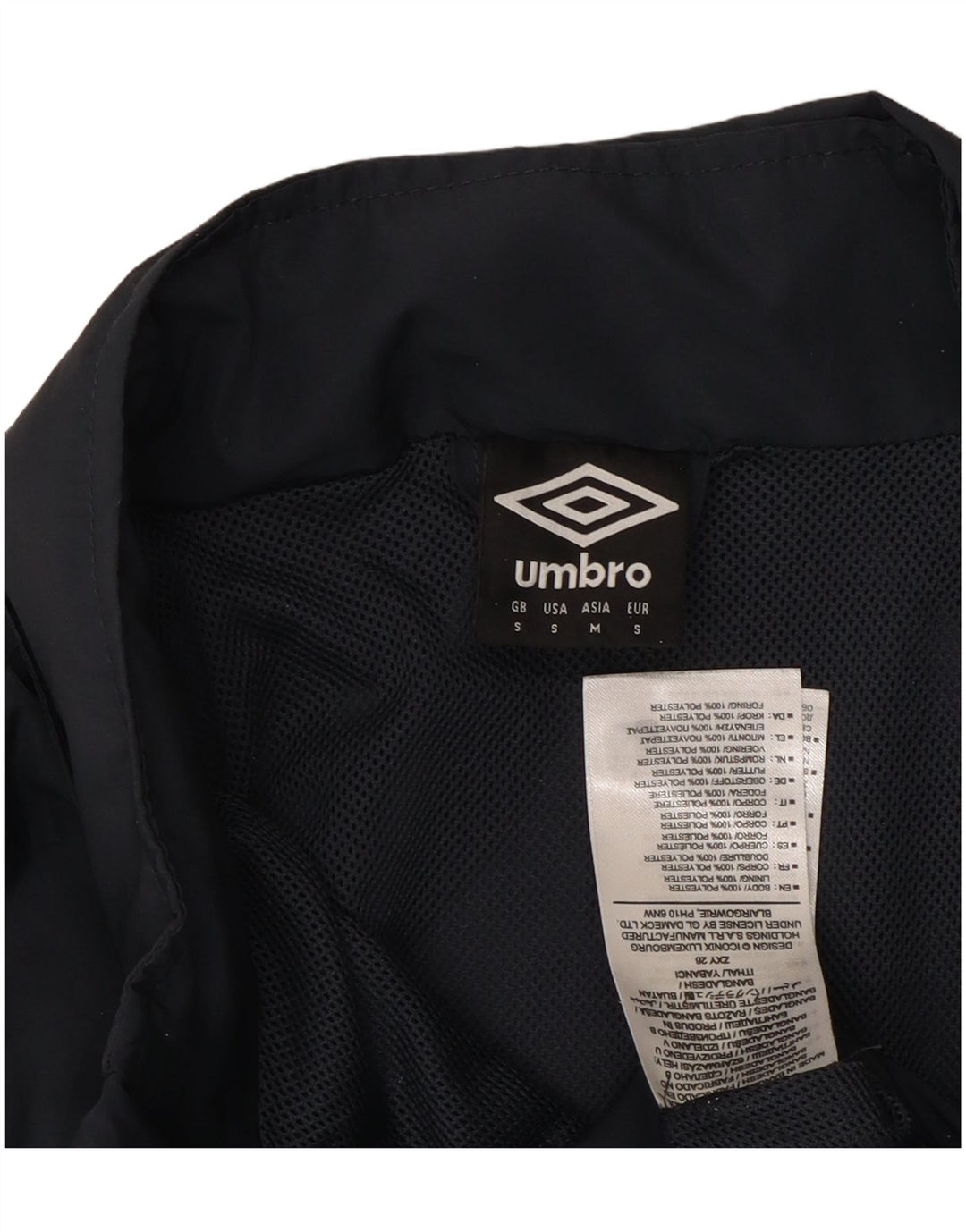UMBRO Mens Hooded Graphic Tracksuit Top Jacket Small Navy Blue Polyester