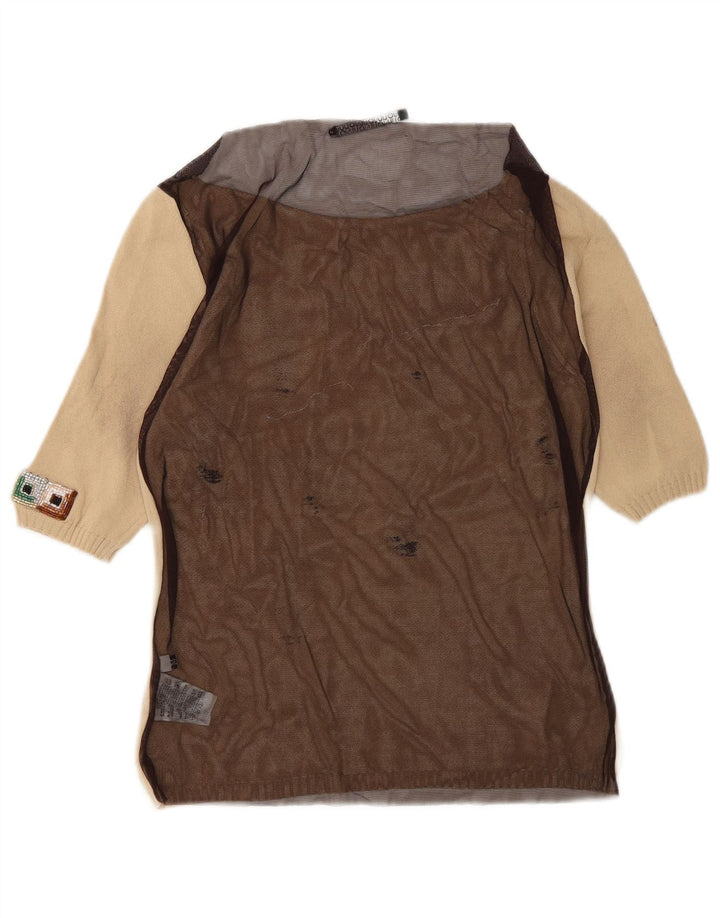 Liu Jo Womens See Through Blouse Top UK 12 Medium Beige Colourblock