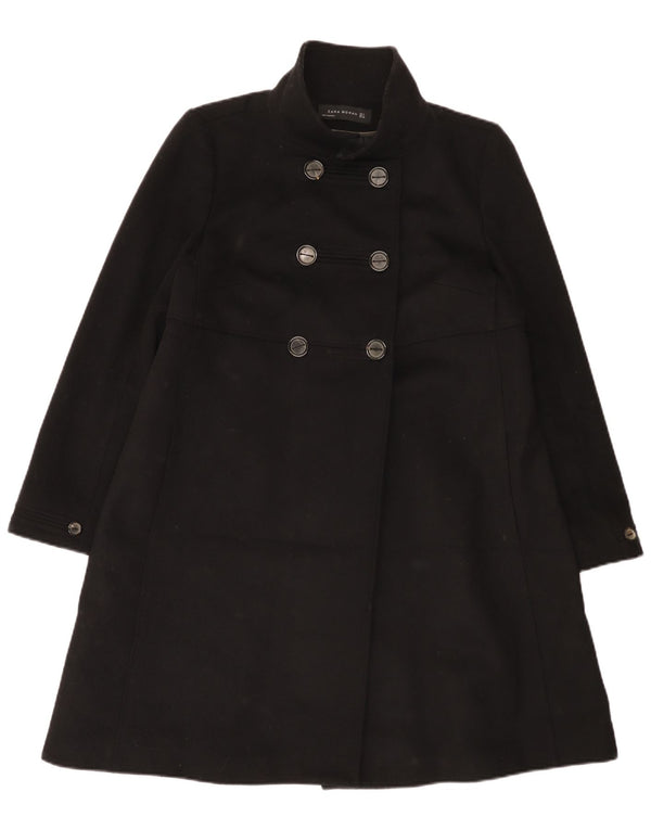 Zara Womens Double Breasted Coat UK 14 Medium Black