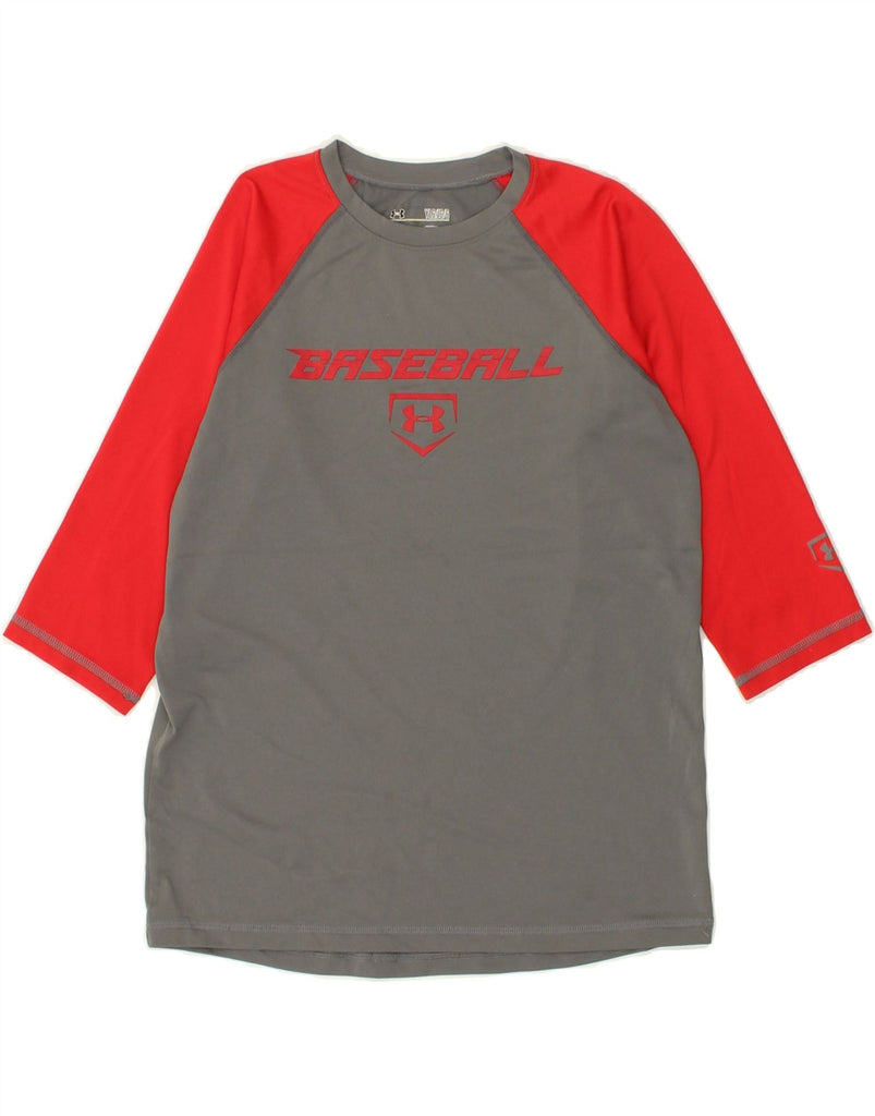 UNDER ARMOUR Girls Baseball Graphic Top 3/4 Sleeve 11-12 Years Large Grey | Vintage Under Armour | Thrift | Second-Hand Under Armour | Used Clothing | Messina Hembry 