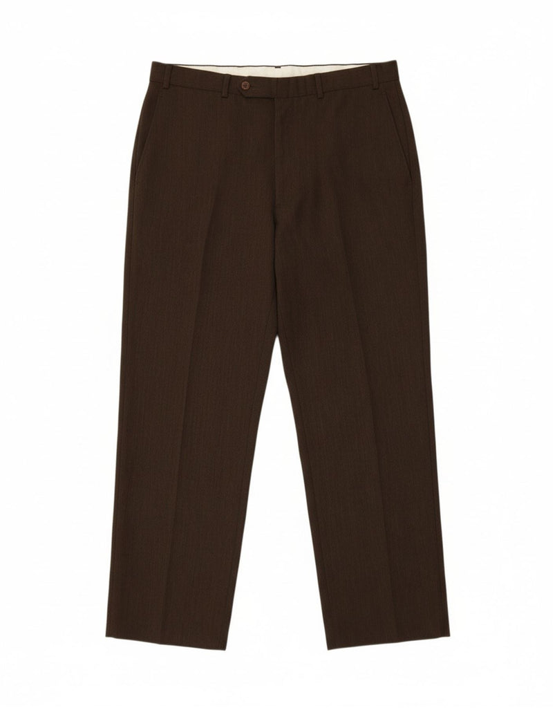 BROOKS BROTHERS Mens Straight Suit Trousers W38 L30 Brown Wool Vintage Brooks Brothers and Second-Hand Brooks Brothers from Messina Hembry 
