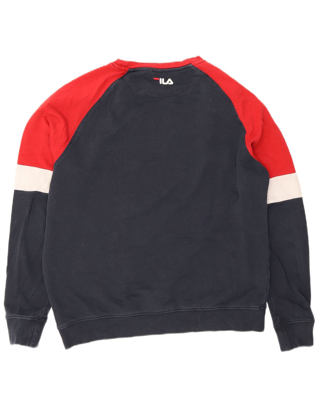 Fila Mens Graphic Sweatshirt Jumper Large Navy Blue Colourblock Cotton