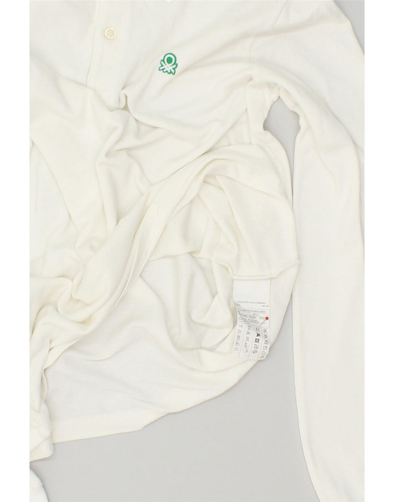 BENETTON Boys Long Sleeve Polo Shirt 11-12 Years 2XL White Cotton Vintage Benetton and Second-Hand Benetton from Messina Hembry 