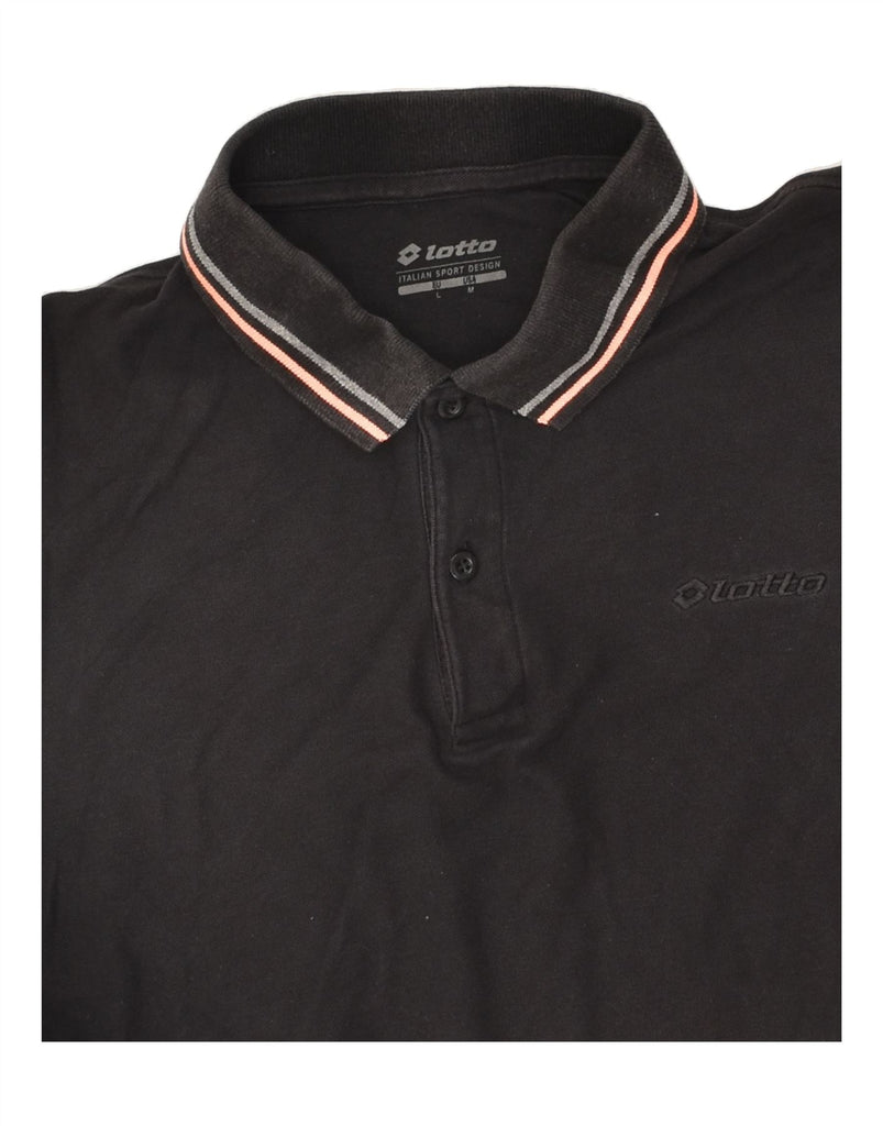 LOTTO Mens Polo Shirt Medium Black Cotton | Vintage Lotto | Thrift | Second-Hand Lotto | Used Clothing | Messina Hembry 