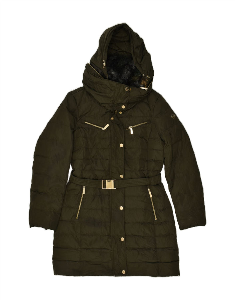 MICHAEL KORS Womens Hooded Padded Coat UK 14 Medium Khaki Polyester Vintage Michael Kors and Second-Hand Michael Kors from Messina Hembry 