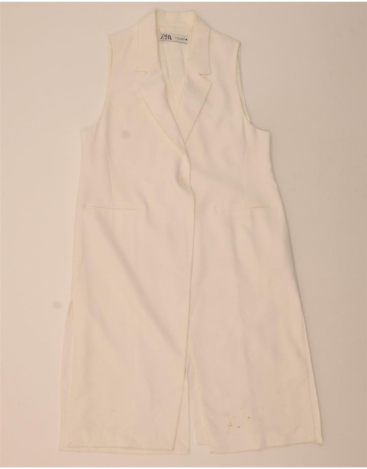 ZARA Womens Sleeveless Overcoat UK 20 2XL White Polyester