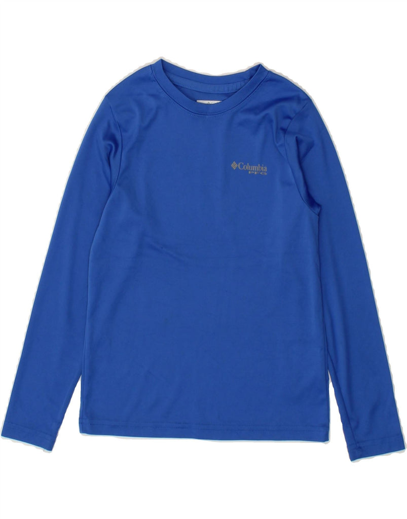 COLUMBIA Boys Graphic Top Long Sleeve 6-7 Years XS  Blue Polyester Vintage Columbia and Second-Hand Columbia from Messina Hembry 
