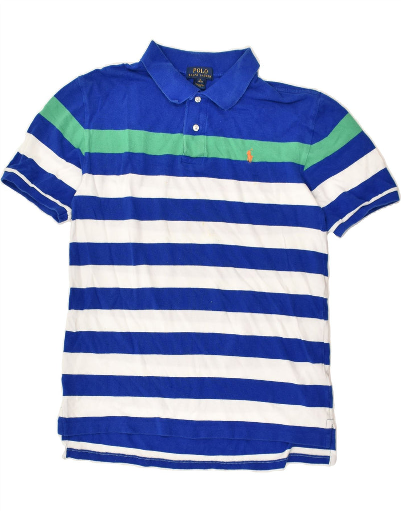 POLO RALPH LAUREN Boys Polo Shirt 15-16 Years XL Blue Striped Cotton | Vintage Polo Ralph Lauren | Thrift | Second-Hand Polo Ralph Lauren | Used Clothing | Messina Hembry 