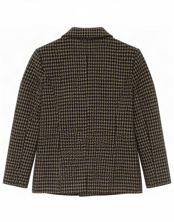 Kew Womens 6 Button 3/4 Sleeve Blazer Jacket UK 14 Medium Green Houndstooth