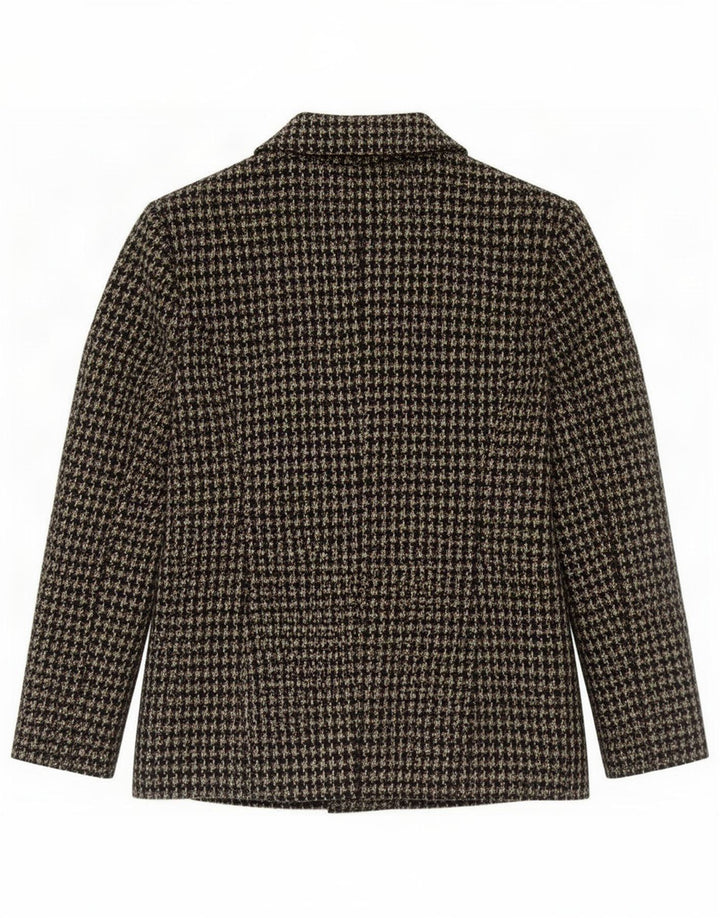 Kew Womens 6 Button 3/4 Sleeve Blazer Jacket UK 14 Medium Green Houndstooth