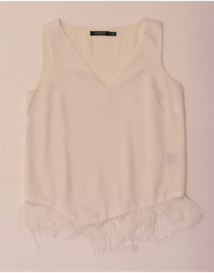 Ralph Lauren Womens Sleeveless Blouse Top US 6 Medium White Polyester