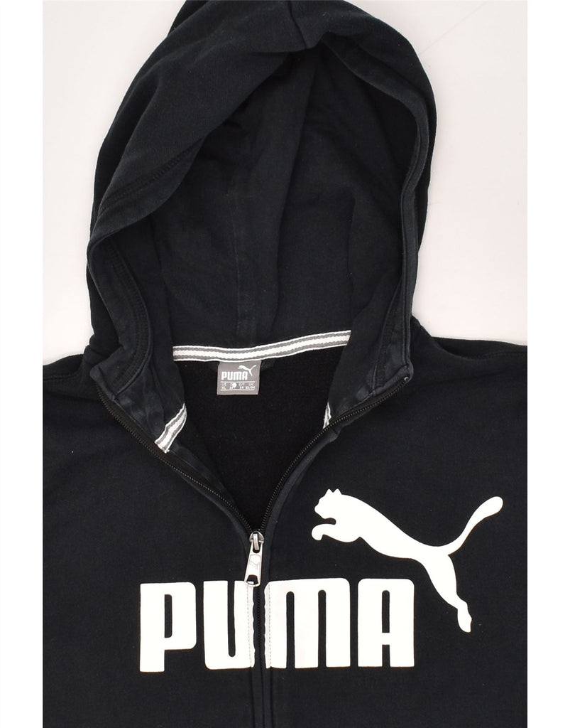 PUMA Boys Graphic Zip Hoodie Sweater 13-14 Years XL Black Cotton | Vintage Puma | Thrift | Second-Hand Puma | Used Clothing | Messina Hembry 