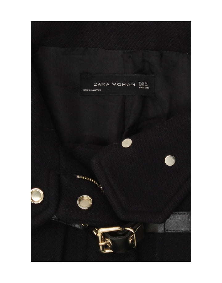 Zara Womens Pea Coat UK 14 Medium Navy Blue Wool