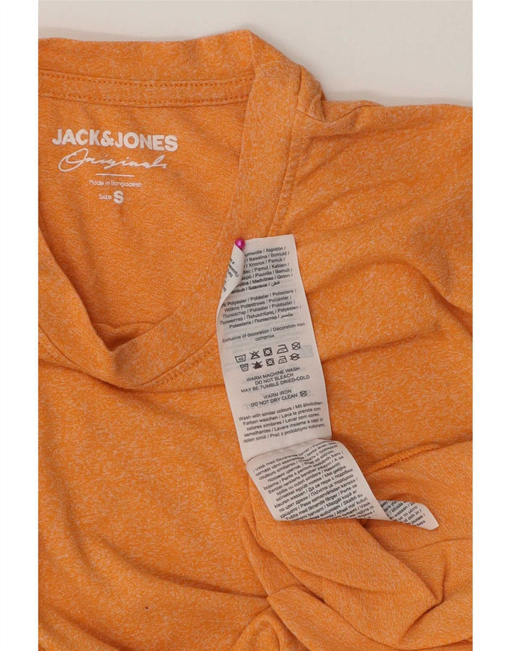 Jack & Jones Mens T-Shirt Top Small Orange Flecked Cotton