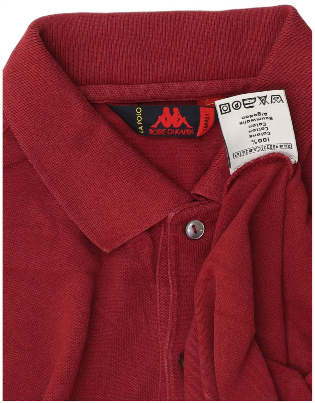 Kappa Mens Polo Shirt Small Maroon Cotton