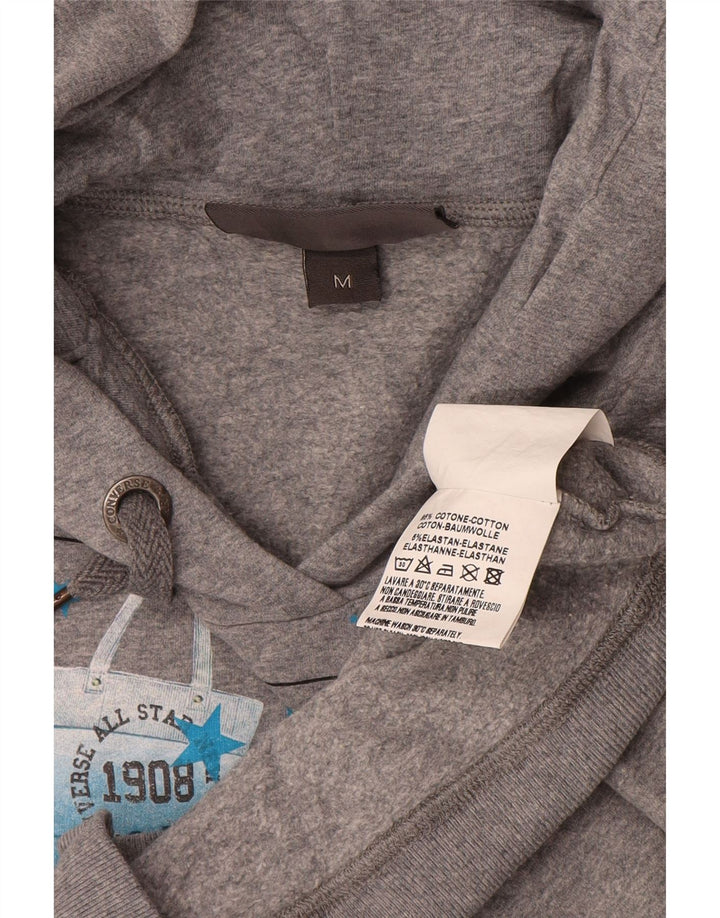 Converse Womens Graphic Hoodie Jumper UK 12 Medium Grey Cotton