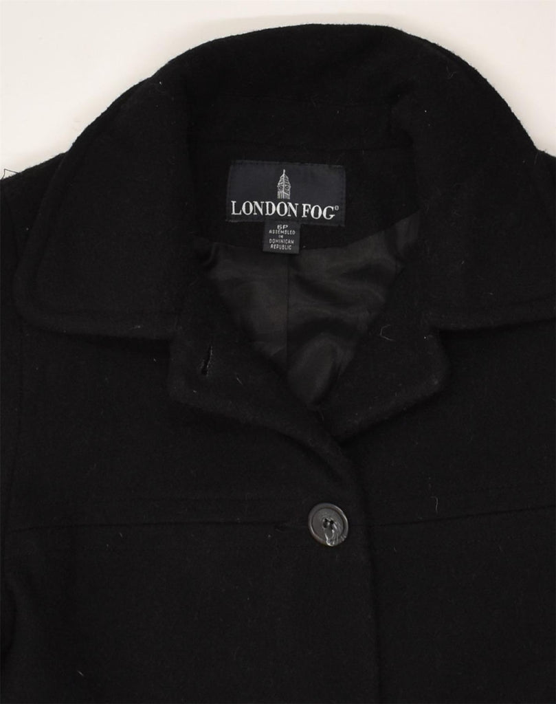 LONDON FOG Womens Overcoat UK 6 XS Black Wool | Vintage London Fog | Thrift | Second-Hand London Fog | Used Clothing | Messina Hembry 