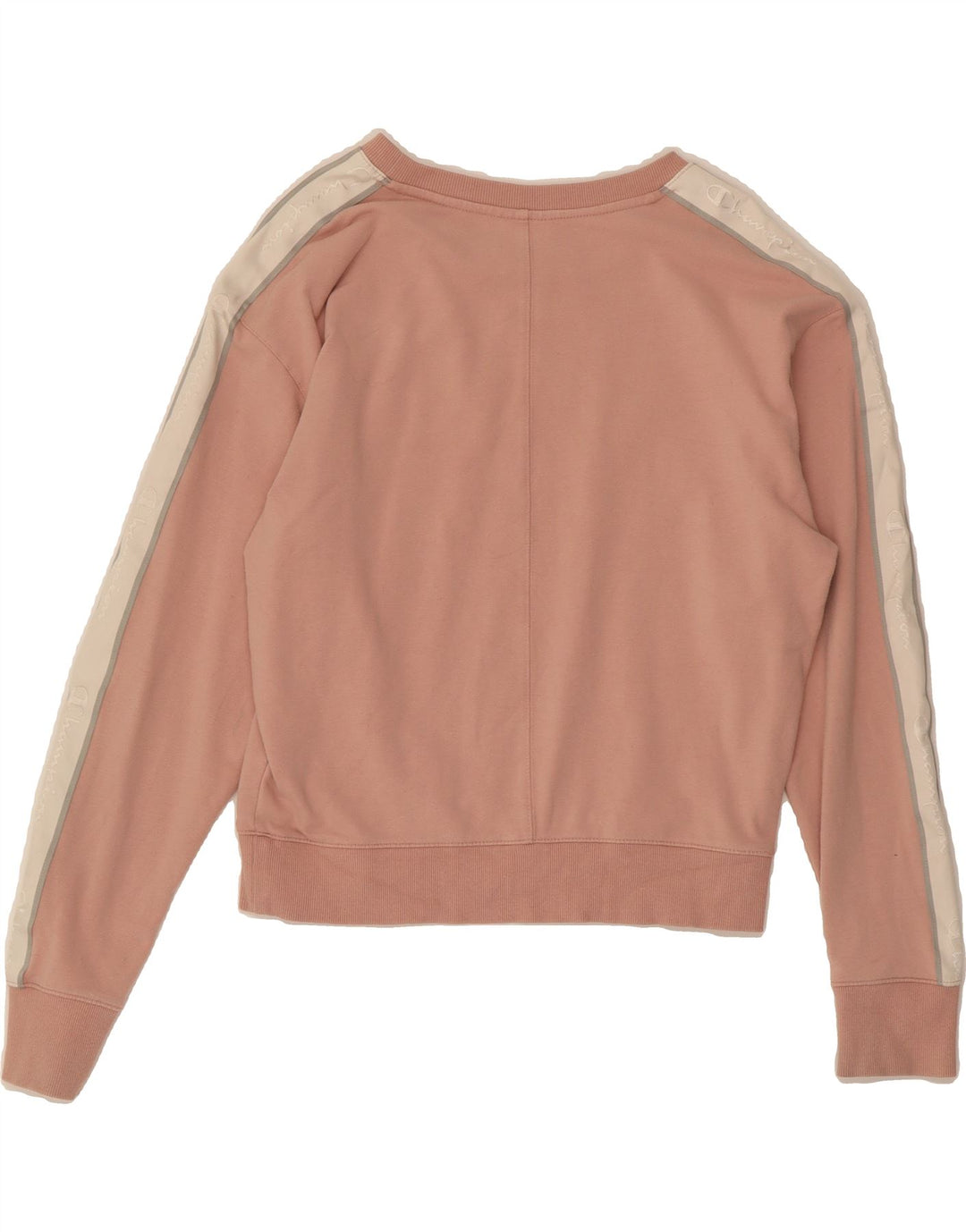 CHAMPION Womens Graphic Sweatshirt Jumper UK 14 Medium Pink Colourblock Vintage Champion and Second-Hand Champion from Messina Hembry 