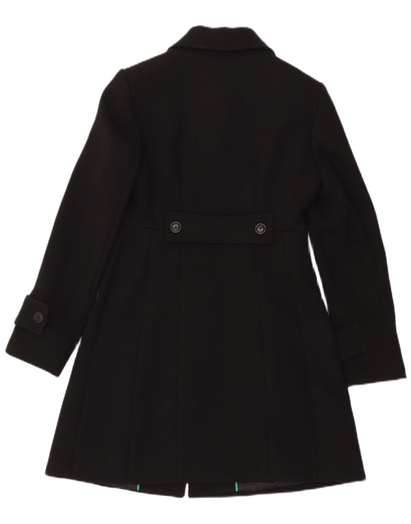 Benetton Womens Overcoat UK 8 Small Black Polyester